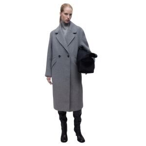 H&M Women's Double-Breasted Coat Size XS In Gray